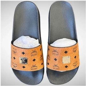 Mcm Slides Cognac and Black with Duster Bag Size 10